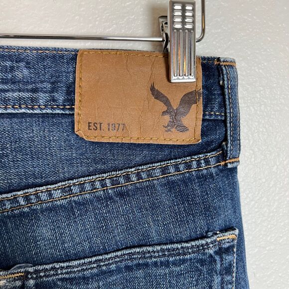 American Eagle Slim Straight Jeans Mens Size 30 Blue Denim 100% Cotton - Picture 8 of 10